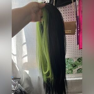 The lace front has been trimmed and the wig was worn once. It has been washed